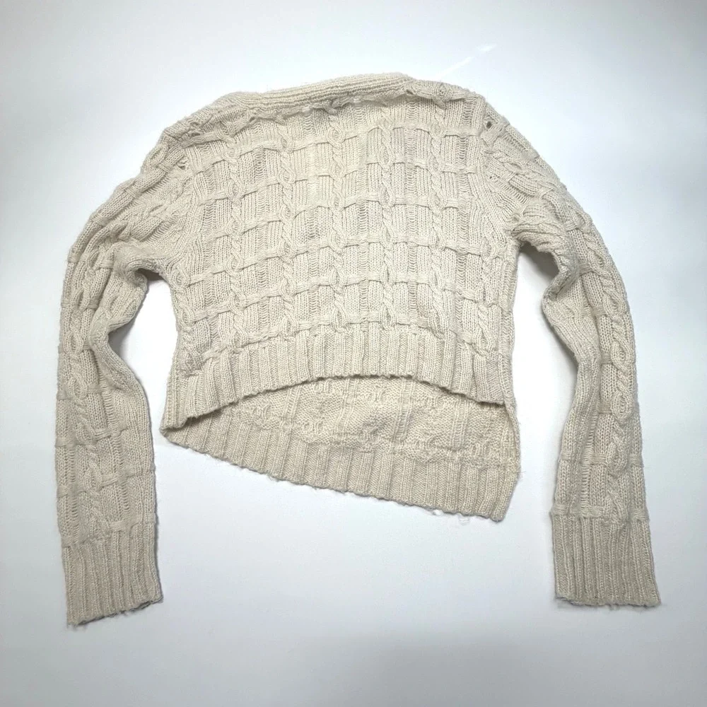 EDIT Jason Wu Cable‎ Knit Wrap Sweater Cropped Neutral Cozy Size M